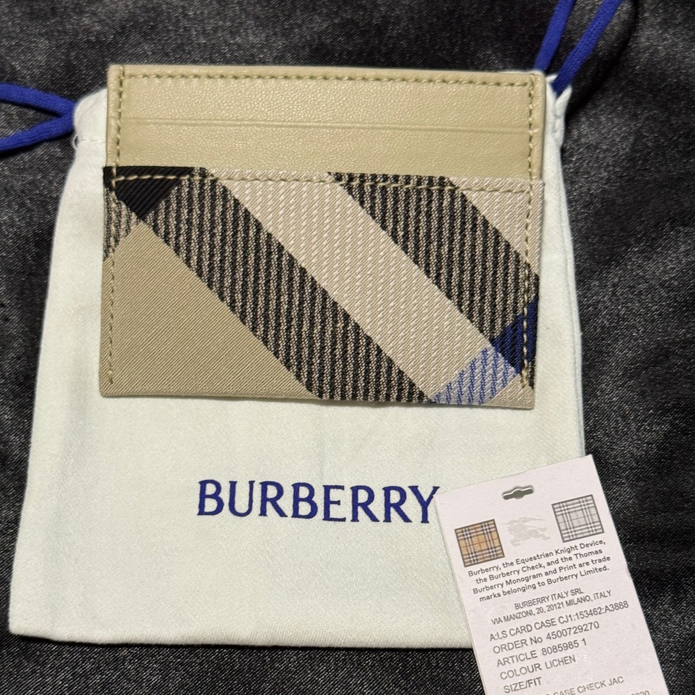 Burberry Check Canvas & Leather Card Case Women's Beige